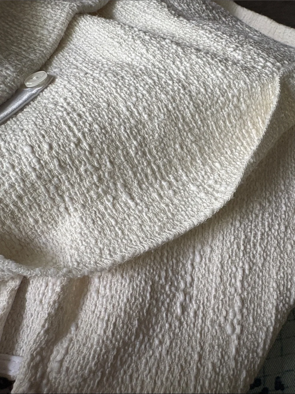 Anthropologie Puff-Sleeve Textured Blouse Top Women’s XS Petite Ivory